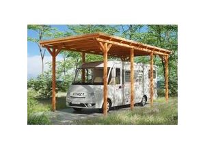 4018211034451 - SKAN HOLZ Carport Emsland Caravan 404 x 846 cm lasiert in Eiche hell