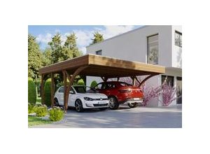 4018211035311 - SKAN HOLZ Friesland Carport Set 8 557 x 555 cm lasiert in Nussbaum