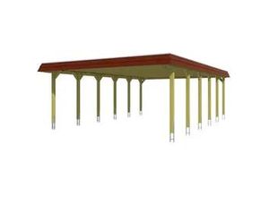 4018211313914 - SKAN HOLZ Carport Spreewald 585 x 893 cm mit Aluminiumdach rote Blende