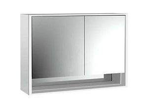 4018445147156 - Emco Loft Aufputz-Lichtspiegelschrank 979805216 1000x733mm Unterfach LED 2-türig breite Tür links aluminium Spiegel