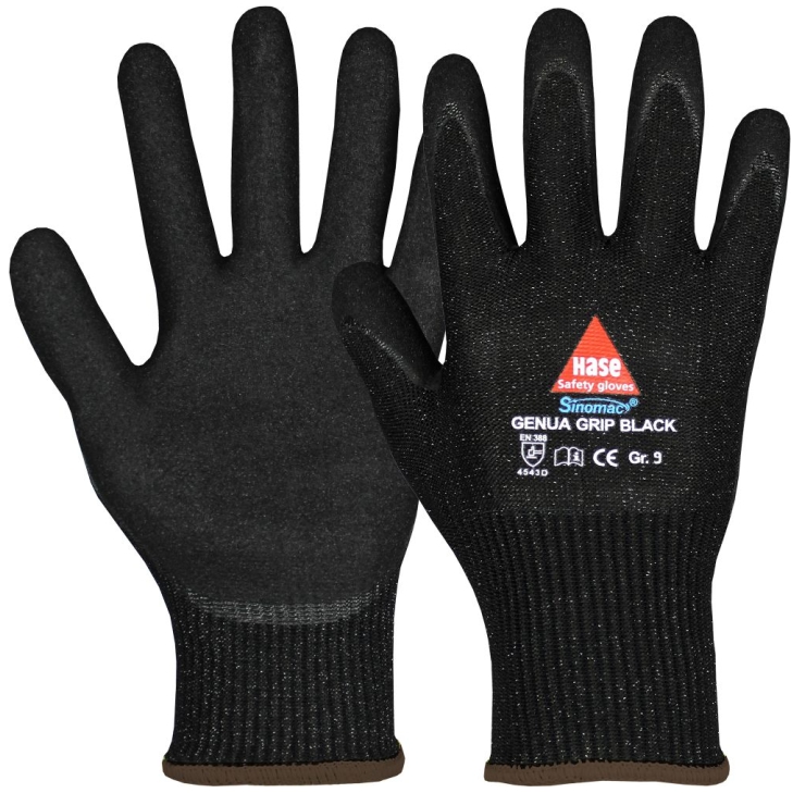 4018949995086 - Hase Schnittschutz-Handschuhe Genua Nitril Grip Black EN 388 EN 420