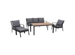 4019111035081 - Loungegarnitur-Set Anthrazit Teakfarben