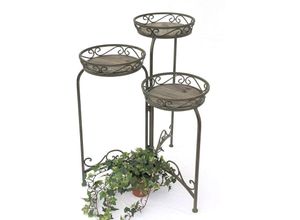 4019116111360 - Blumentreppe Metall Rund 72 cm Blumenständer mit 3 Körbe 11136 Blumenständer Blumensäule Pflanzenständer Holzablage - Dandibo