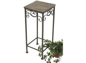 4019116122106 - Dandibo - Blumenhocker Metall Eckig 64 cm Blumenständer 11134 Beistelltisch Pflanzenständer Holzablage Blumensäule