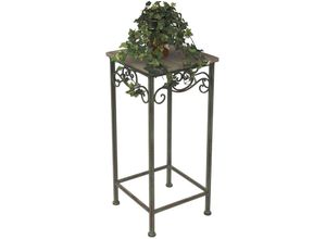 4019116122113 - Blumenhocker Metall Eckig 72 cm Blumenständer 11134 Beistelltisch Pflanzenständer Holzablage Blumensäule