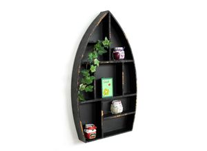 4019163121114 - Setzkasten Boot Sammlervitrine Schwarz 12111 Loft 58 cm Shabby Landhaus Wandregal - Dandibo