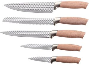 4019256023646 - Messer-Set KING »NATURELLE« Kochmesser-Sets braun (holzfarben) Küchenmesser-Sets Messerklingen mit Wabenstruktur Holz-Optik Griffe