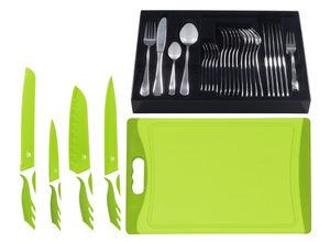 4019256024582 - Besteck-Set KING »BAS« inkl Etui 4 Küchenmesser und 1 Schneidebrett Essbesteck-Sets Gr 36 tlg grün