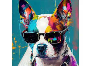 4019449508363 - Glasbild DOG WITH SUNGLASSES I (BHT 30x30x130 cm)