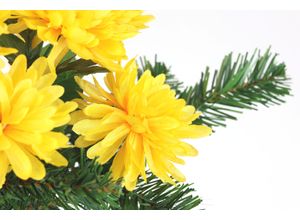 4019844616199 - Kunstblume IGEA Chrysanthemen gelb B40cm H43cm L40cm Polyester Kunstpflanzen Bouquet Tannenzweigen Strauß Tischdeko Grabdeko Grabschmuck Trauerdeko