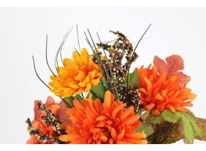 4019844649975 - Kunstblume IGEA Dahlien-Gesteck im Topf orange B22cm H26cm L20cm Polyester Kunstpflanzen Mit Beeren Blume Dekoblume Gesteck Herbstblume Herbstdeko Mittelstück