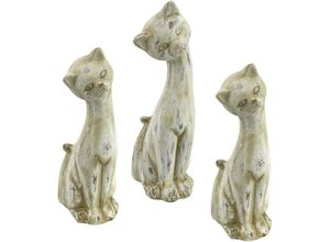 4019844678326 - Tierfigur IGEA Antik-Keramikkatze Dekofiguren Gr Ø beige (creme) Tierfiguren Dekofiguren (3er Set)