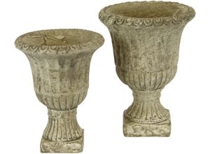 4019844678548 - Übertopf IGEA Antik-Betonpokal grau B13cm H17cm T13cm Beton Pflanzgefäße