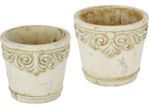 4019844713669 - Übertopf HOME AFFAIRE weiß B13cm H13cm T13cm Beton Pflanzgefäße Betonübertopf mit Ornamenten Vase