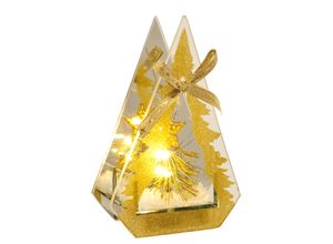 4019844745332 - LED-Dekofigur IGEA Dekoobjekt aus Glas mit LED Licht gold B13cm H20cm Glas Dekofiguren Mit Tannenbaum Kunstschnee Deko Weihnachten Weihnachtsdeko Dekoration