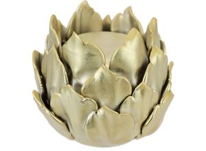 4019844753399 - Kerzenhalter IGEA Artischocke Stumpenkerzenhalter aus Keramik Höhe ca 11 cm gold (goldfarben) H11cm Ø12cm Keramik Kerzenhalter passend für eine Stumpenkerze mit Ø 6 cm