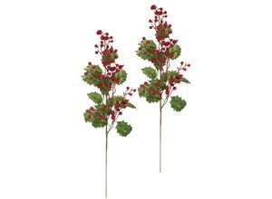 4019844758950 - Kunstzweig IGEA Künstlicher Ilexzweig Beerenzweig grün (grün rot) B22cm H64cm L7cm Polyester Kunstpflanzen 2er Set Dekozweig Zweig Deko für Girlande Kranz Weihnachtsdeko