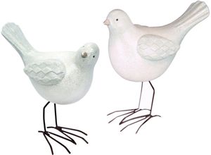 4019844764838 - Weihnachtsfigur IGEA Vogel aus Terrakotta mit Glitzer 2er Set weiß Höhe ca 18 cm Dekofiguren Gr B H T 17 cm x 18 cm x 8 cm weiß Weihnachtsengel Weihnachtsfiguren Weihnachtsdeko Tierfigur