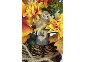 4019844770891 - Kunstblume IGEA Herbstgesteck Chrysanthemen gelb B20cm H24cm L16cm Polyester Kunstpflanzen Im Zapfentopf mit Physalis Eule Herbstlaub