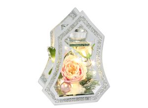 4019844771355 - IGEA Teelichthalter »Deko-Objekt mit LED Licht und Teelichtkerze« (1 St) Mit Rose Tanne Kugel Kunstschnee Weihnachtsdeko Kerzenhalter Geschenk