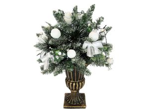 4019844772338 - Winterliche Kunstpflanze IGEA Künstlicher Weihnachtsbaum Weihnachtsdeko Kunstbaum Kunstpflanzen Gr Ø H 70 cm x 75 cm 1 St weiß Kunstpflanzen beschneit mit Äpfeln Beeren u Schleifen Pokal aus Polyresin 74 cm