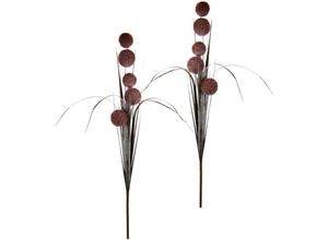 4019844776510 - Winterliche Kunstpflanze Kunstzweig Kunstblume mit Gras Allium IGEA Höhe 105 cm mit 5 Blüten und Glitzer 2er Set Weihnachtsdeko rot