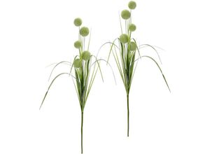 4019844776534 - Winterliche Kunstpflanze Kunstzweig Kunstblume mit Gras Allium IGEA Höhe 105 cm mit 5 Blüten und Glitzer 2er Set Weihnachtsdeko grün