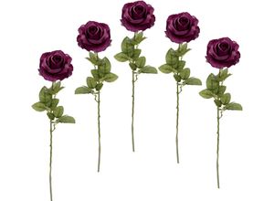 4019844782269 - Kunstblume IGEA Rose Kunstpflanzen Gr B H 11 cm x 68 cm 5 St rot (burgund) Kunst-Blumen 5er Set