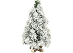 4019844783655 - Dekobaum IGEA Weihnachtsdeko Weihnachtsbaum grün (grün weiß) B23cm H38cm T23cm Kunststoff Dekofiguren Tannenbaum auf Holzfuß mit Kunstschnee 38 cm