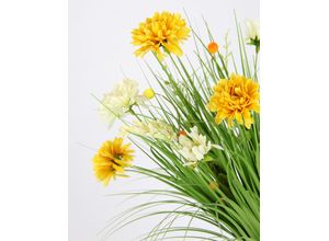4019844786090 - Kunstgras IGEA Grasbund mit Dahlien gelb (gelb weiß) B20cm H40cm L20cm Polyester Kunstpflanzen Mit Blüten Margeriten Deko Grasbusch Kunstgras Künstliche Pflanze