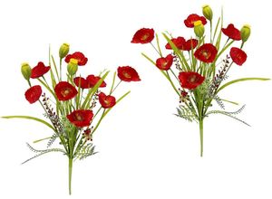 4019844788902 - Kunstblume MY HOME Mohnblumen Kunstpflanzen Gr B H L 24 cm x 47 cm x 24 cm 2 St rot Kunst-Blumen 2er Set