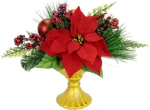 4019844789312 - Winterliche Kunstpflanze IGEA Gesteck Poinsettia im Pokal Weihnachtsstern Weihnachtdeko Kunstpflanzen Gr Ø H 26 cm x 30 cm 1 St rot Kunstpflanzen Kunstblumen-Arrangement festliches Blumenensemble Weihnachtsgesteck