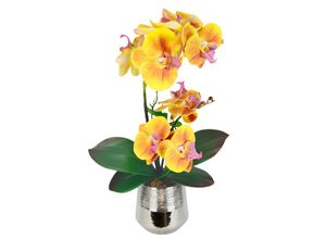 4019844794958 - Kunstorchidee IGEA Phalaenopsis Orchidee im Topf bunt (gelb orange) B20cm H42cm L14cm Polyester Kunstpflanzen Kunstblume mit Blätter Blume Kunstpflanze Deko Seidenblume Real Touch