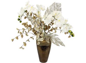 4019844797416 - Winterliche Kunstpflanze IGEA Gesteck mit Orchidee in Keramikvase festliche Weihnachtdeko Kunstpflanzen Gr B H 47 cm x 60 cm 1 St weiß Kunstpflanzen Kunstblumen-Arrangement Blumenensemble Weihnachtsgesteck