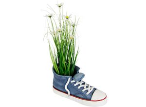 4019844801113 - Kunstpflanze Grasbusch mit Margeriten im Turnschuh IGEA Höhe 43 cm blau