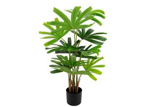 4019844801311 - Kunstbaum Palme Rhapis im Topf Künstliche Palme Excelsa Steckenpalme Raphiapalme IGEA Höhe 88 cm Dekopflanze Zimmerpflanze Kunstpflanze Pflanzen Dekobaum Bäume grün