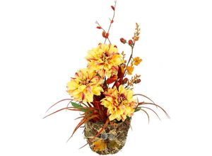 4019844801991 - Kunstblume Dahlien-Arrangement in Pflanzschale Gesteck aus künstlichen Blumen IGEA Höhe 56 cm Herbstgesteck Künstliche Dekorationen Herbst Blumendekoration gelb