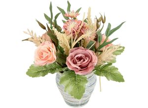 4019844803797 - Kunstblume Gesteck Rosen im Topf IGEA Höhe 24 cm rosa