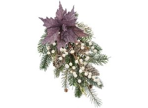 4019844804237 - Winterliche Kunstpflanze IGEA Gesteck Poinsettia mit LED Beleuchtung Weihnachtsdeko Kunstpflanzen Gr B H 24 cm x 42 cm 1 St lila (mauve) Kunstpflanzen Kunstblumen-Arrangement mit Weihnachtsstern Weihnachtsgesteck