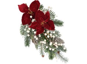 4019844804251 - Winterliche Kunstpflanze IGEA Gesteck Poinsettia mit LED Beleuchtung Weihnachtsdeko Kunstpflanzen Gr B H 20 cm x 44 cm 1 St rot Kunstpflanzen Kunstblumen-Arrangement mit Weihnachtsstern Weihnachtsgesteck