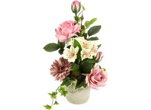 4019844809430 - Kunstblume IGEA Gesteck aus Rosen Gerbera und Lysianthus rosa B20cm H42cm L20cm Polyester Kunstpflanzen