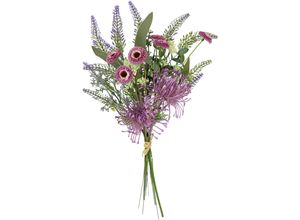 4019844811051 - Kunstblume IGEA Kunstblumen-Strauß Protea Zinnien Lavendel lila (violett) B30cm H50cm L14cm Polyester Kunstpflanzen Bouquet Blumensträuße Dekoblume Blumen Grabdeko Topseller