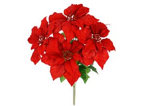 4019844813437 - Kunstblumenstrauß IGEA Bouquet Poinsettia rot B35cm H50cm L35cm Polyester Kunstpflanzen Weihnachtsstern Christstern Weihnachtsdeko Kunstblume Weihnachtsblume