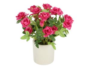 4019844814052 - Kunstblume IGEA Wildrosen Busch im Topf rosa B18cm H21cm L18cm Polyester Kunstpflanzen Rosen Kunstrosen Kunstpflanze Blumen Künstliche Hochzeitsdeko
