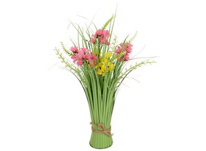 4019844816193 - Kunstgras IGEA Grasbund mit Blüten bunt (gelb rosa) B24cm H40cm L24cm Polyester Kunstpflanzen Deko Grasbusch Gräser Kunstblume Kunstpflanze Künstliche Pflanze