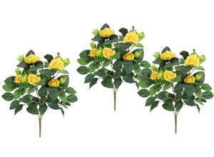4019844816254 - Kunstblume IGEA Künstlicher Rosenbusch gelb B17cm H34cm L17cm Polyester Kunstpflanzen Kunstrose Blume Strauß Bouquet Rosen Rosenbouquet Wildrose