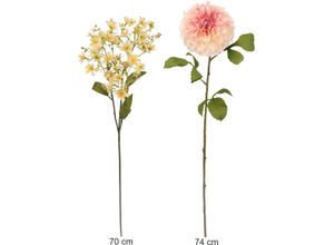 4019844816490 - Kunstblume IGEA Stielblumen-Sortiment Dahlie Blütenzweig rosa (hellrosa) B25cm H74cm L14cm Polyester Kunstpflanzen Zweig Seidenblume Einzelblume Herbstliche Künstliche Blumen Dekoblumen