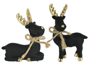 4019844816537 - Dekofigur IGEA Tierfigur Elch schwarz B7cm H8cm Polyresin Dekofiguren Figur Rentier Skulptur Statue Weihnachtsdeko Hirsch Dekohirsch Advent
