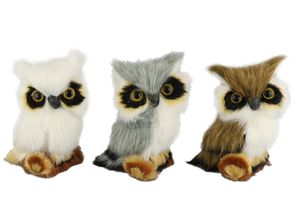 4019844816599 - Dekofigur IGEA Tierfigur mini Eule 3er Set weiß B5cm H8cm Polyester Dekofiguren Aus Kunstfell Vogel Dekovogel Statue Ornament Pelz Plüschtier Waldtier