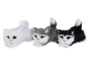 4019844816636 - Dekofigur IGEA Tierfigur mini Katzen 3er Set weiß B8cm H7cm Polyester Dekofiguren Kunstfell Statue Ornament Dekotier Deko-Objekt Pelztier Plüschtier